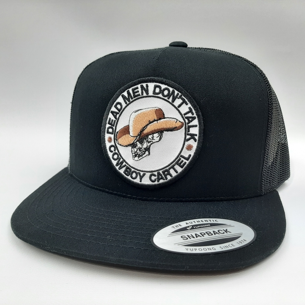 Cowboy Cartel Flat Bill Snapback Mesh Trucker Hat cap black Embroidered Patch